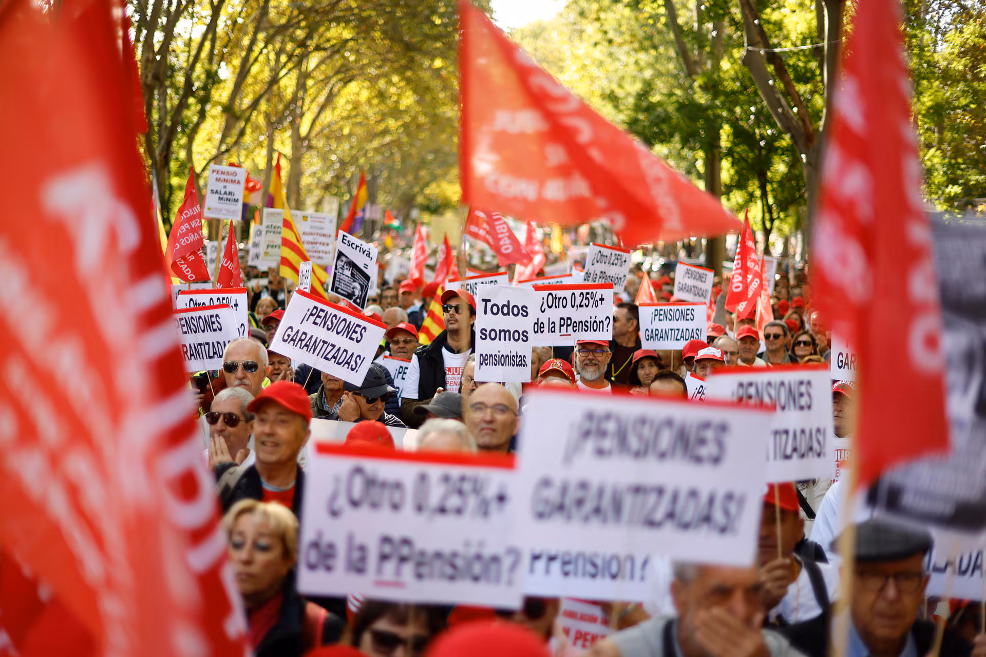 Miles marchan en Madrid por pensiones públicas y contra su privatización